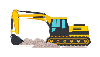Excavator flat vector illustration © backup_studio
