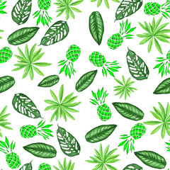 Exotic green tripoki seamless pattern on white background