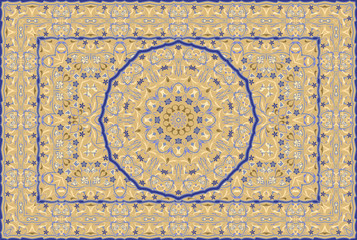 Vintage Arabic pattern. Persian colored carpet. Rich ornament for fabric design, handmade, interior decoration, textiles.