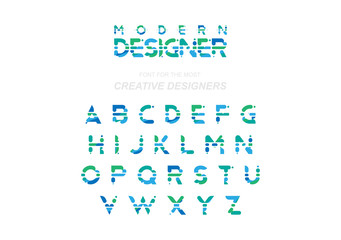 Original font in Green and Blue colour for Creative Design template. Flat illustration EPS10
