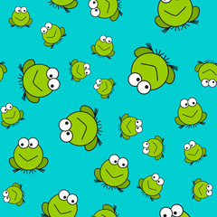 Seamless pattern of frogs in cartoon style