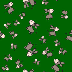 Donkey seamless pattern in cartoon style.