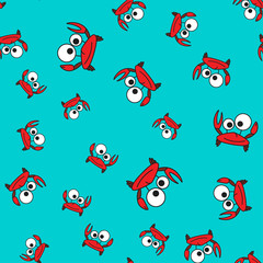 Crab seamless pattern in cartoon style