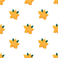 Fototapeta na wymiar Seamless pattern with bright yellow starfruit