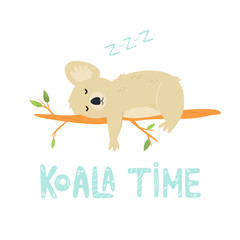 Funny cute koala sleeping on a tree © danceyourlife