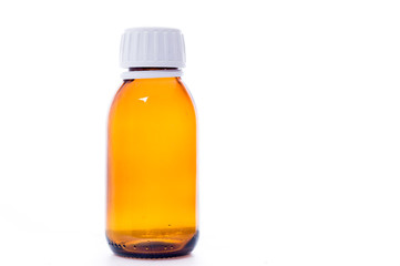 Medicine bottle with cap. Medical utensils. Capacity for drugs. Isolate medical bottles.