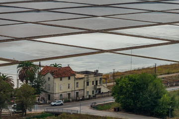 Old still working sea salt pans in Ston, Peljesac peninsula, Dalmatia, Croatia