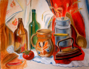 Still life paintng pastel