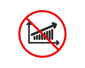 No or Stop. Chart icon. Report graph or Sales growth sign. Analysis and Statistics data symbol. Prohibited ban stop symbol. No chart icon. Vector