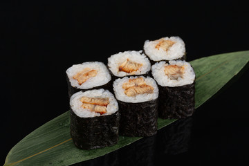 eel sushi roll japanese food style - selective focus point