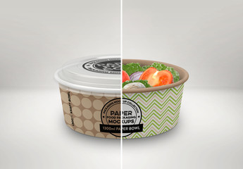 Paper Kraft Bowl with Clear Lid Mockup