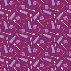 Dental Theme Seamless Pattern - Dental hygiene repeating pattern design