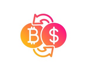Bitcoin exchange icon. Cryptocurrency coin sign. Dollar money symbol. Classic flat style. Gradient bitcoin exchange icon. Vector