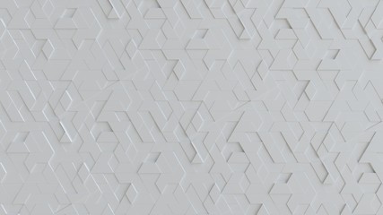 white abstract background with techie hexagons and triangles, 3D rendering, 3d illustration
