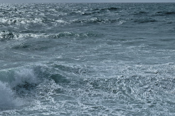Harsh Sea Waves in Consolacao Beach. Peniche, Portugal