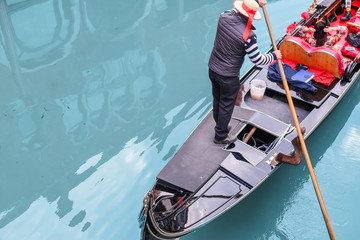 man on a gondola boat in Venice 