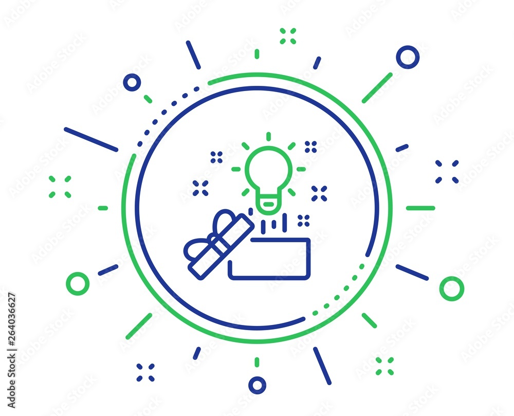 Poster out of the box line icon. creativity sign. gift box with idea symbol. quality design elements. techn