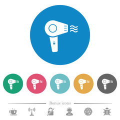 Hairdryer with propeller flat round icons