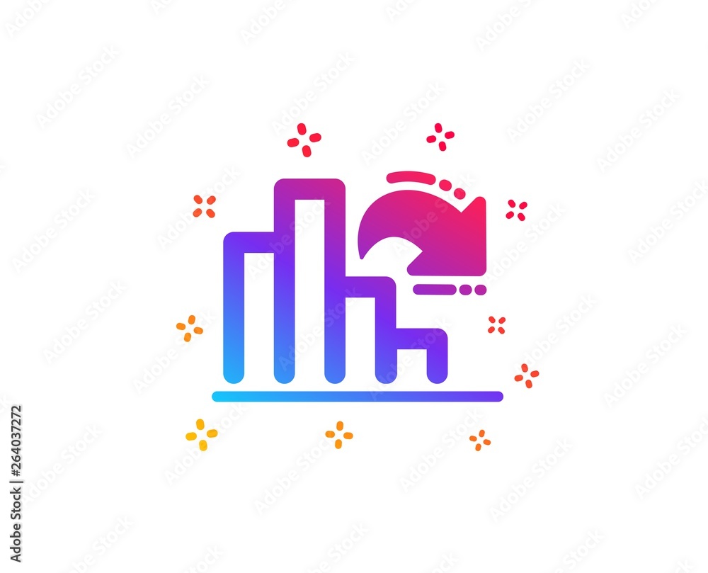 Poster decreasing graph icon. column chart sign. market analytics symbol. dynamic shapes. gradient design d