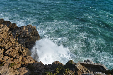 Sea from the Cliffs in Nau dos Corvos. Peniche, Portugal