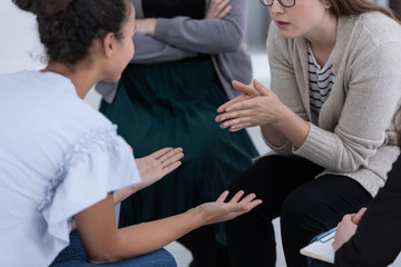 Support group during psychological therapy, training for women concept