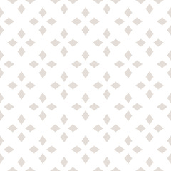 Subtle vector geometric seamless pattern with diamond shapes. White and beige