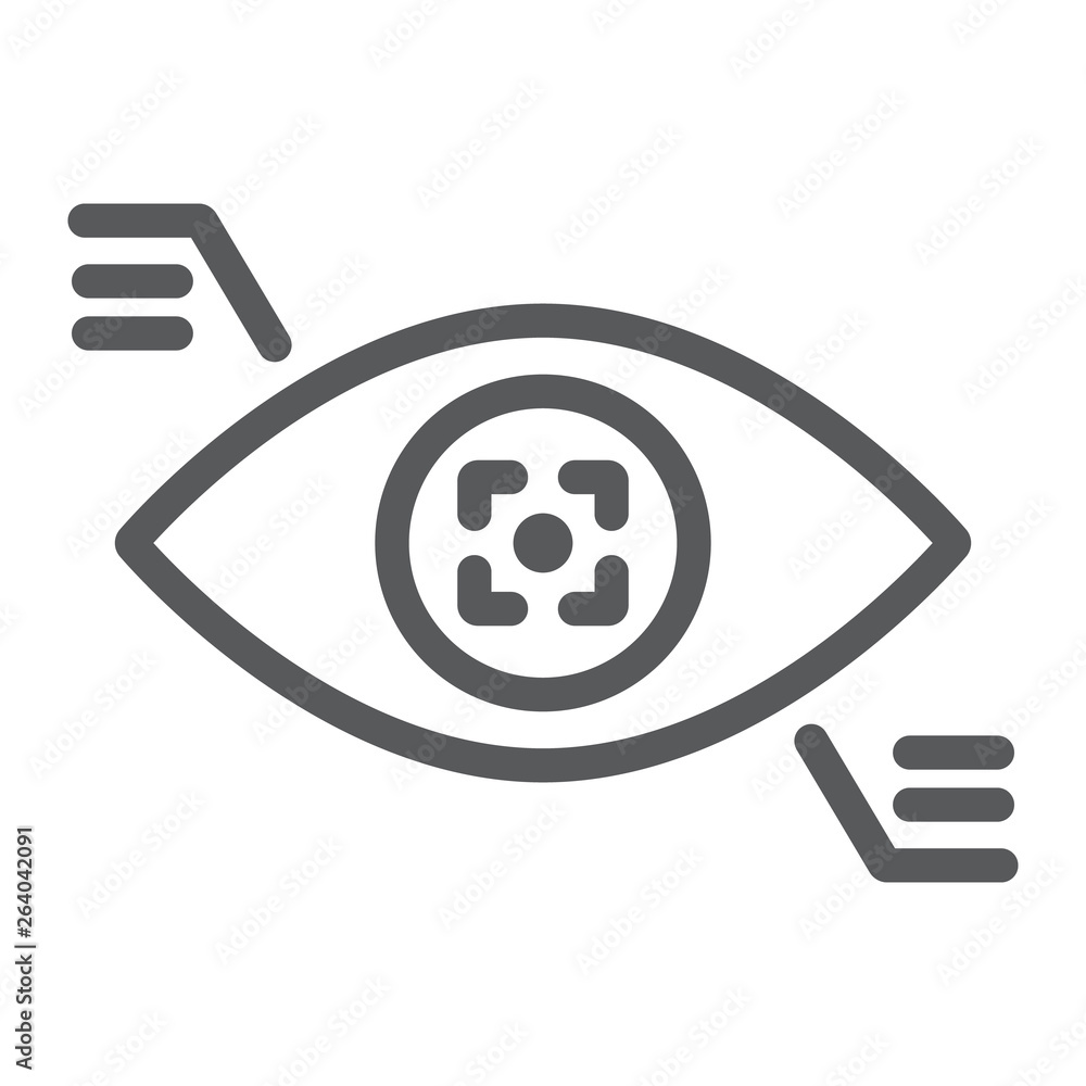 Poster eyetap line icon, sensor and innovation, eye tracking sign, vector graphics, a linear pattern on a w