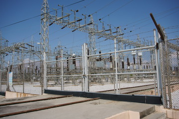 Fototapeta na wymiar View of high voltage switchyard
