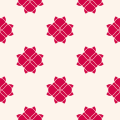 Vector floral seamless pattern. Red and white abstract geometric background