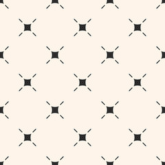 Minimalist vector seamless pattern with thin lines, rounded squares, crosses