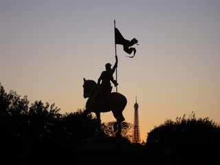 silhouette of Joan of Arc Statue