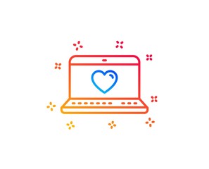 Love dating line icon. Heart in Notebook sign. Valentines day symbol. Gradient design elements. Linear web love icon. Random shapes. Vector