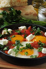 Middle Eastern cuisine.Shakshuka.