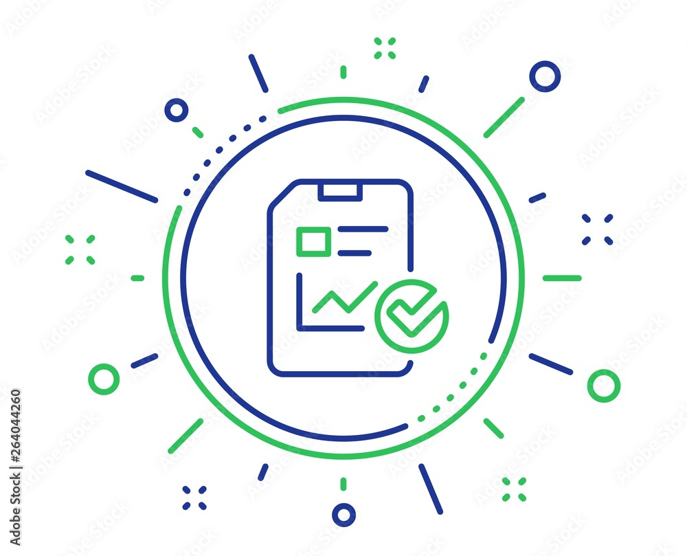 Poster report document line icon. analysis chart or sales growth report sign. statistics data or checklist 