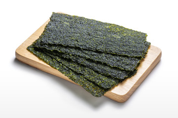 Fried seaweed isolated on white background © nuttapongg