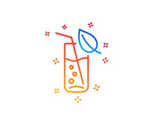 Water glass line icon. Soda aqua drink sign. Drop symbol. Gradient design elements. Linear water glass icon. Random shapes. Vector