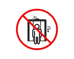 No or Stop. Lift icon. Elevator sign. Transportation between floors symbol. Prohibited ban stop symbol. No elevator icon. Vector © blankstock