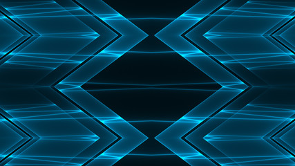 Abstract futuristic sci-fi background with blue colored glowing geometric shapes