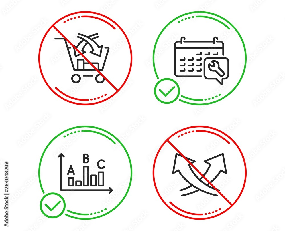 Poster do or stop. survey results, cross sell and spanner icons simple set. intersection arrows sign. best 