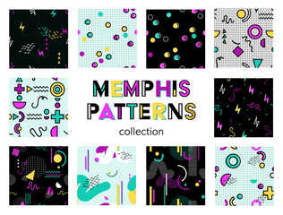 Memphis seamless patterns collection