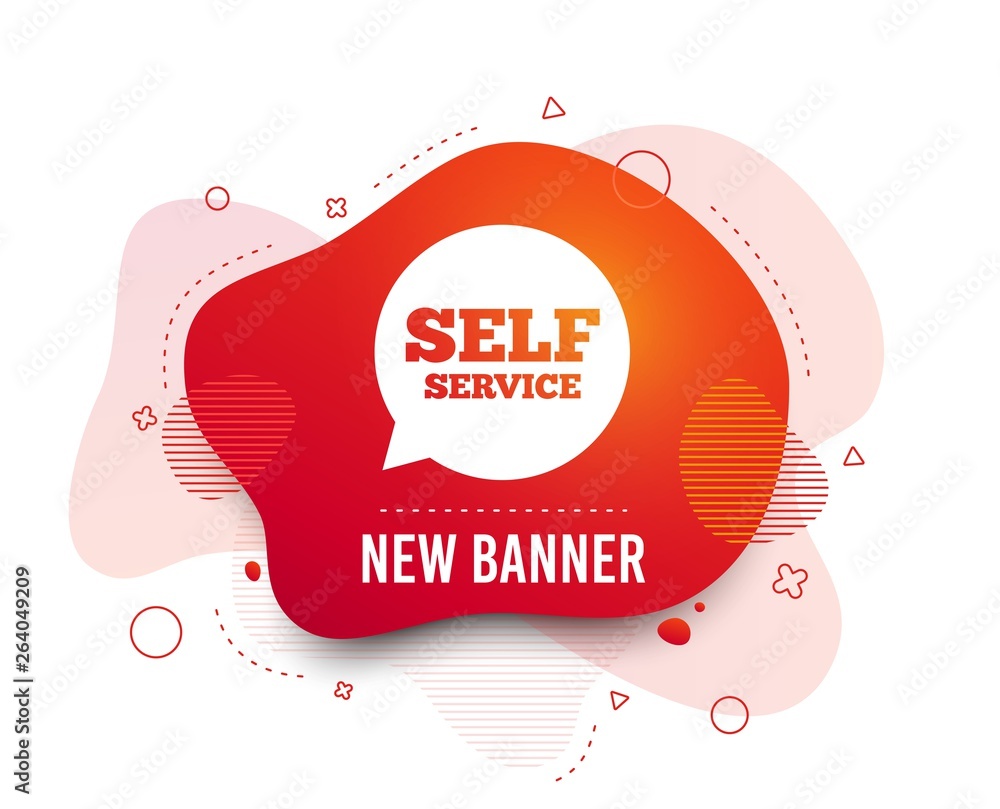 Poster fluid badge. self service sign icon. maintenance symbol in speech bubble. abstract shape. gradient s
