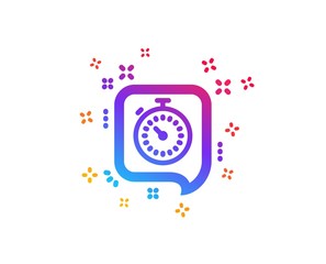 Timer icon. Time or clock in speech bubble sign. Dynamic shapes. Gradient design timer icon. Classic style. Vector
