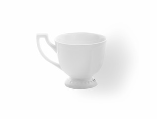 empty white coffee cup isolated on white background