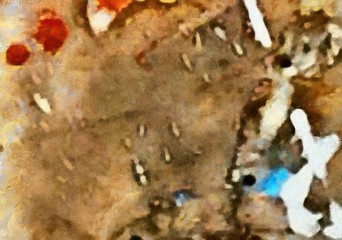 Weathered abstract grunge texture. Background with paint strokes and splashes. Pattern with dirty and blots elements. Retro oil style. Simple closeup template for graphic design