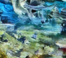 Weathered abstract grunge texture. Background with paint strokes and splashes. Pattern with dirty and blots elements. Retro oil style. Simple closeup template for graphic design