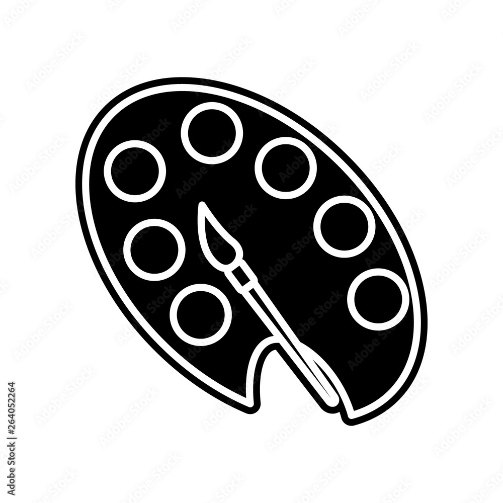 Poster paint brush with palette icon. element of education for mobile concept and web apps icon. glyph, fla