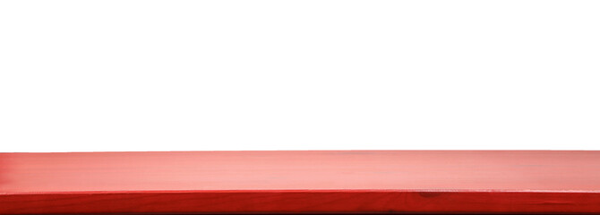 Empty wooden surface against white background. Mockup for design