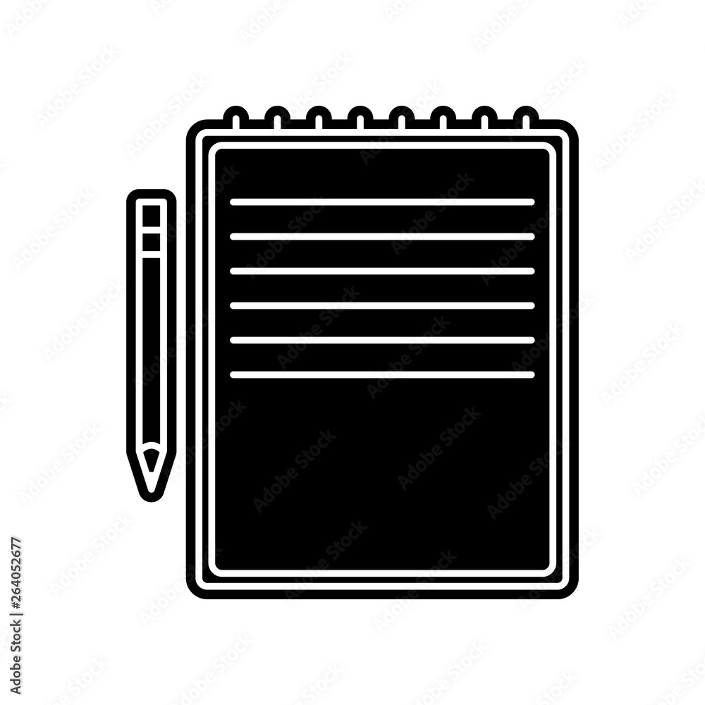 Aufkleber yellow notebook and pen icon. element of education for mobile concept and web apps icon. glyph, flat