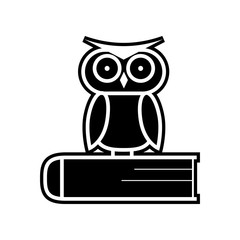 Owl on the book, logo, education emblem icon. Element of Education for mobile concept and web apps icon. Glyph, flat icon for website design and development, app development