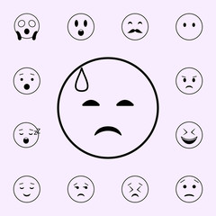 sadness in a cold sweat icon. Emoji icons universal set for web and mobile